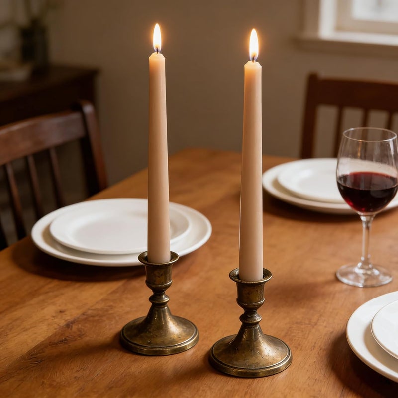 Sihuida 12-Pack Light-Mocha Taper Candles, 10 Inch Unscented Dripless Candlesticks, Long-Lasting Burn Time of 7-8 Hours, Perfect for Home Décor, Weddings, and Events - Image 4